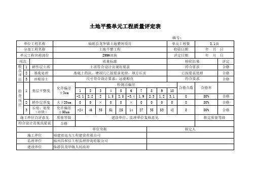 土地平整工程质量评定表