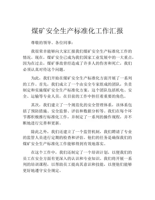 煤矿安全生产标准化工作汇报