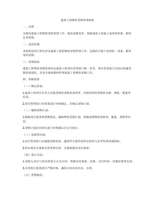 建筑工程物资采购管理制度