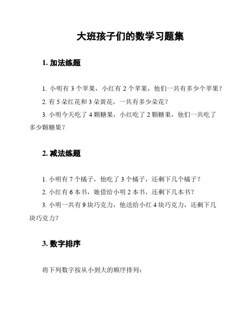 大班孩子们的数学习题集