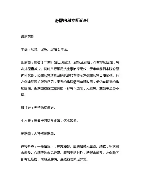 泌尿内科病历范例