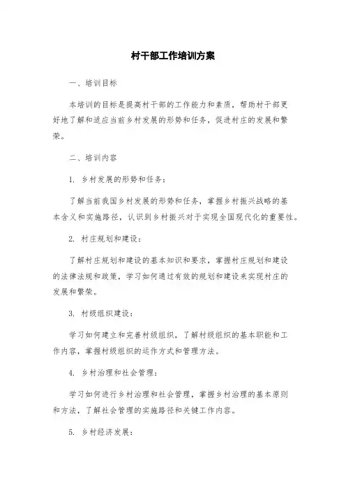 村干部工作培训方案