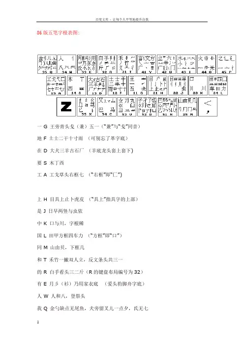 86,98版五笔字根表图