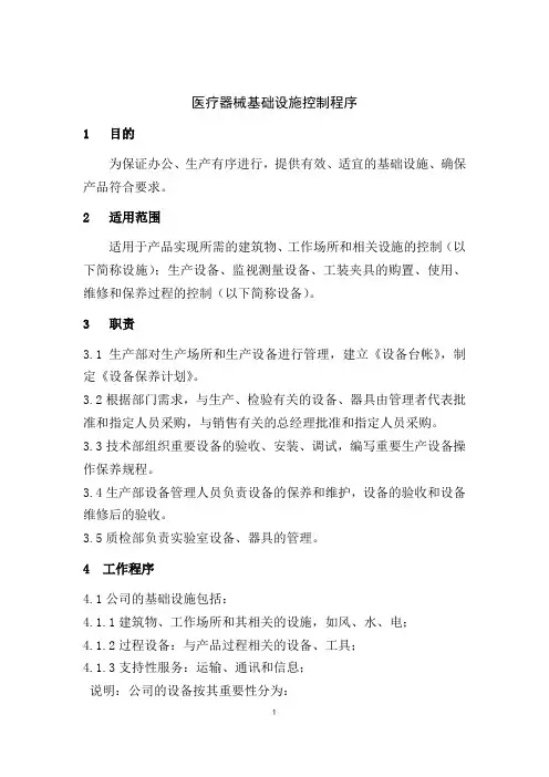 医疗器械基础设施控制程序