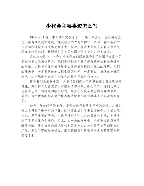 少代会主要事迹怎么写