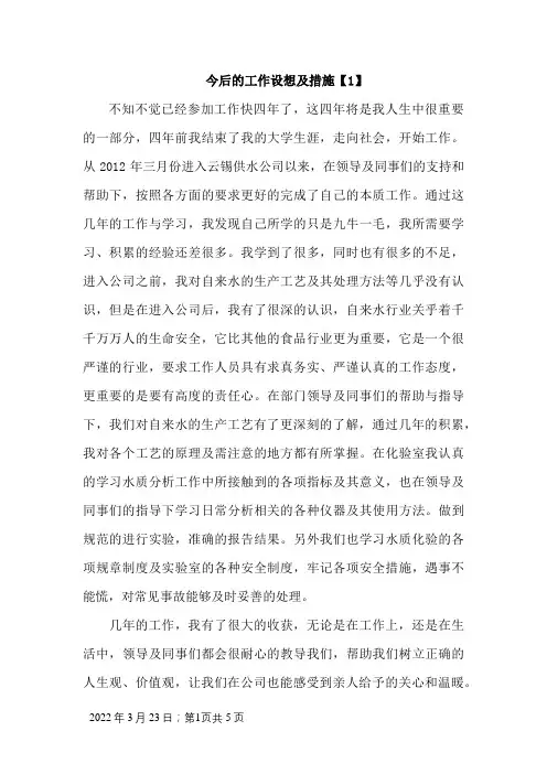 今后的工作设想及措施-今后工作设想