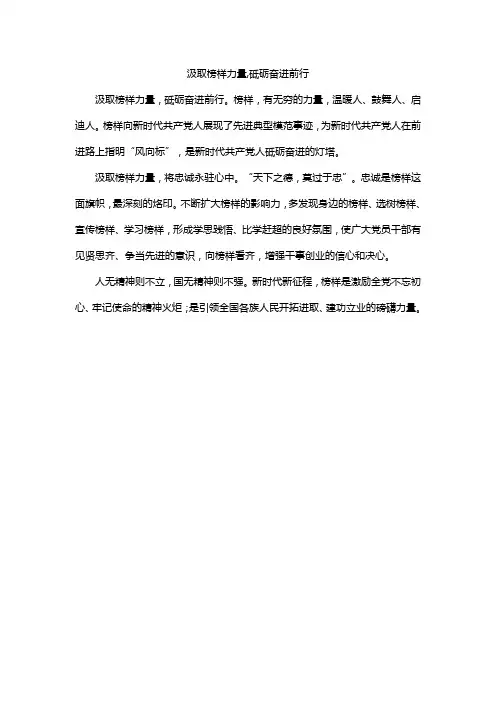 汲取榜样力量,砥砺奋进前行