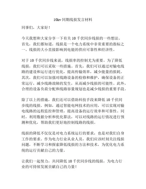 10kv同期线损发言材料