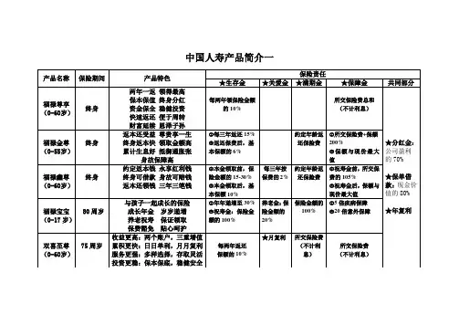中国人寿产品简介一