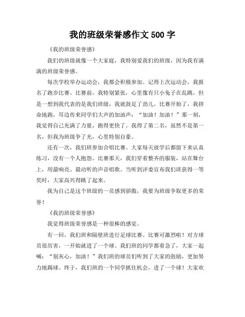 我的班级荣誉感作文500字