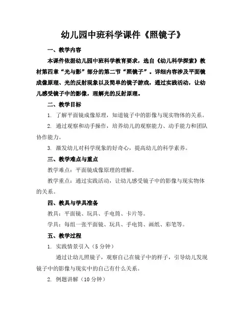 幼儿园中班科学课件《照镜子》