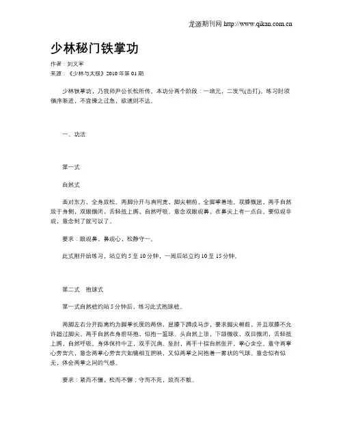 少林秘门铁掌功