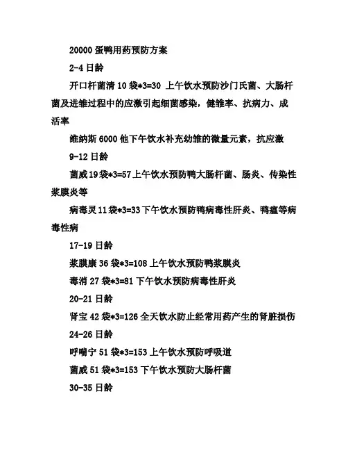 蛋鸭保健用药程序