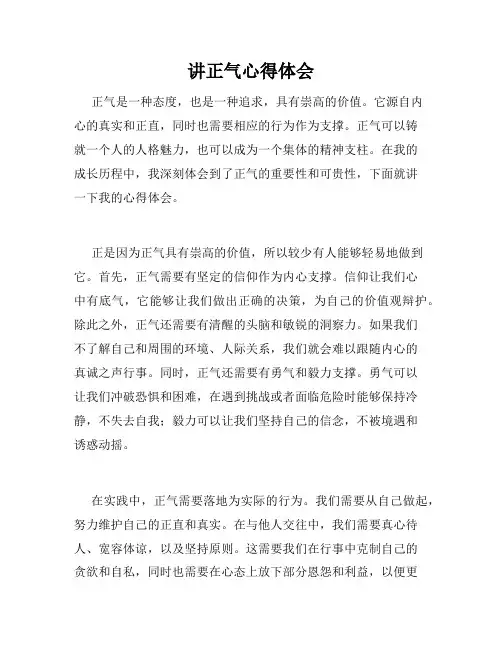 讲正气心得体会