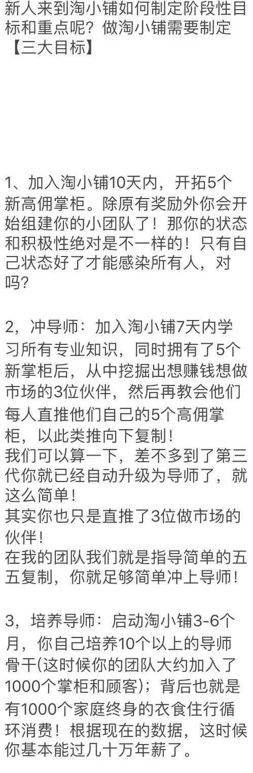 新人来到淘小铺如何制定阶段性目标和重点呢？做淘小铺需要制定【三大目标】(3)