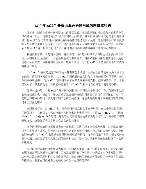 从“打call”分析由混合语码形成的网络流行语