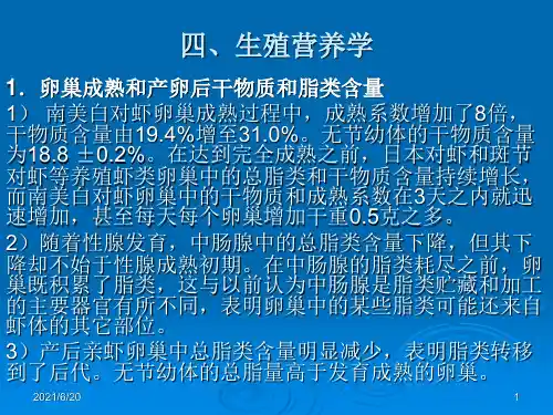 对虾养殖生物学03(生殖营养学)