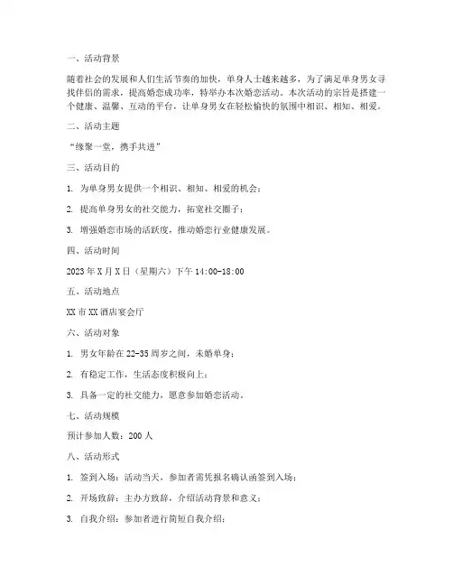 正规婚恋活动策划书模板