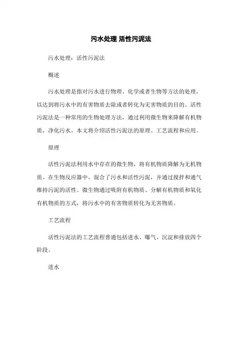 污水处理 活性污泥法