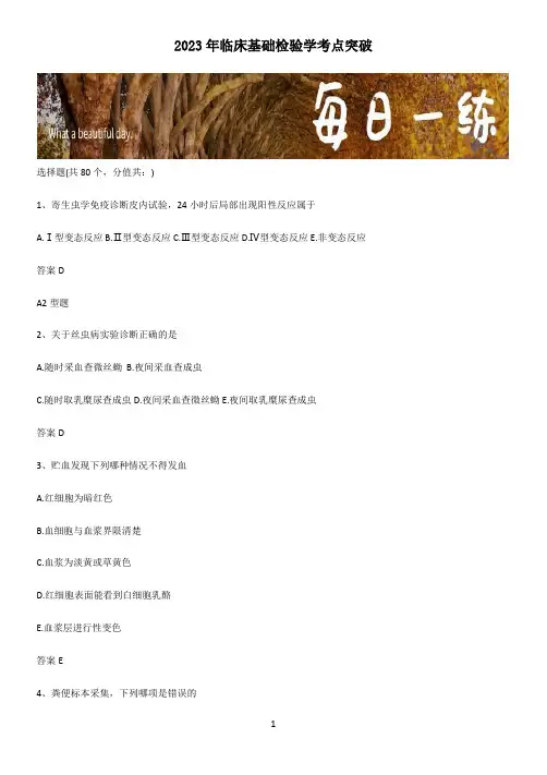 2023年临床基础检验学考点突破