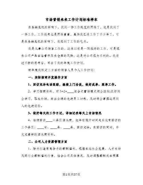 2024年市场营销未来工作计划标准样本（9篇）