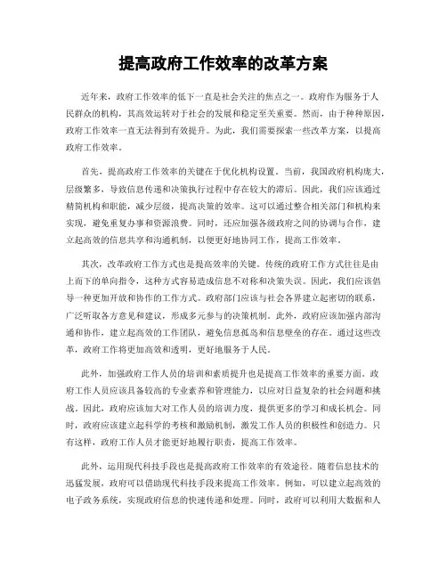 提高政府工作效率的改革方案