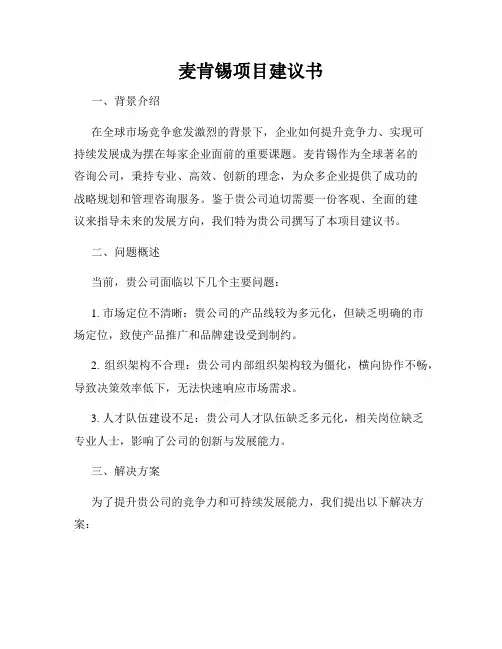 麦肯锡项目建议书