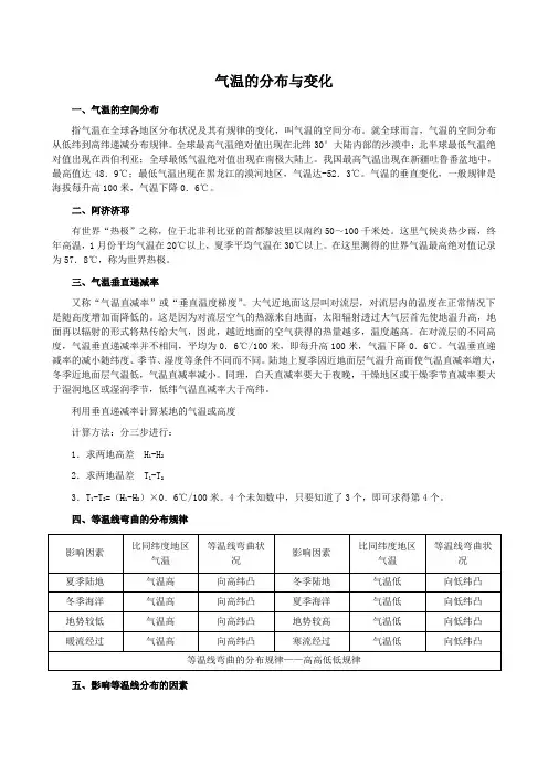 气温的分布与变化