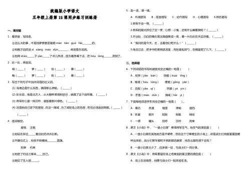 人教部编版小学语文五年级上册15.小岛   课课练试题(含答案)
