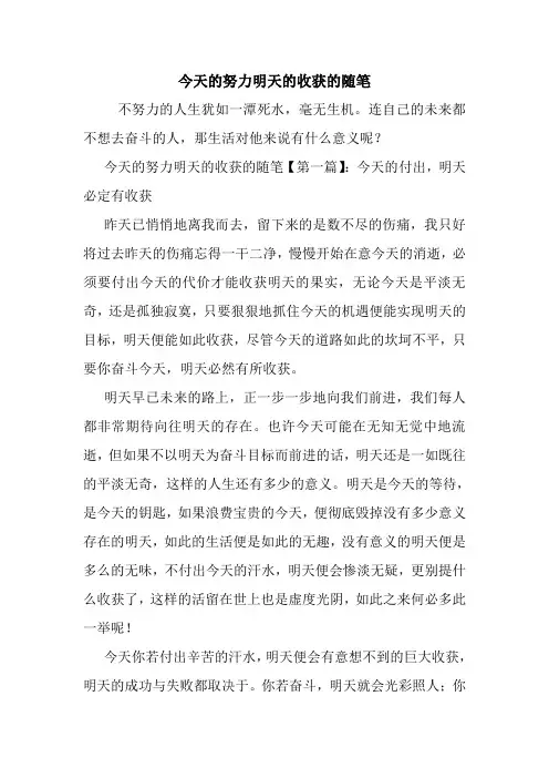 最新今天的努力明天的收获的随笔
