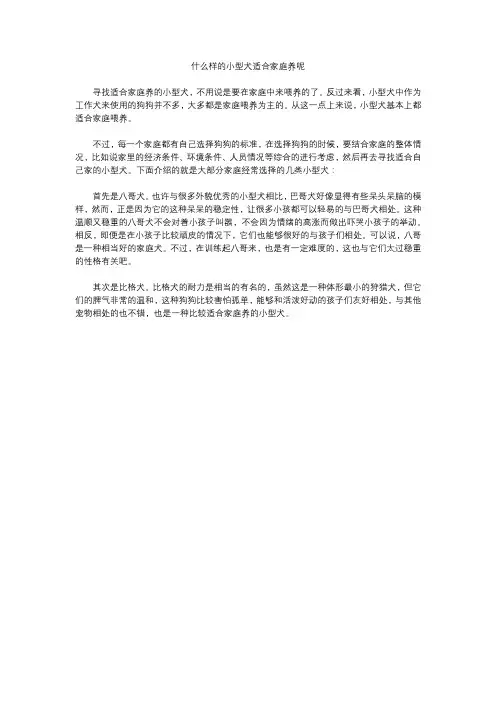 什么样的小型犬适合家庭养呢
