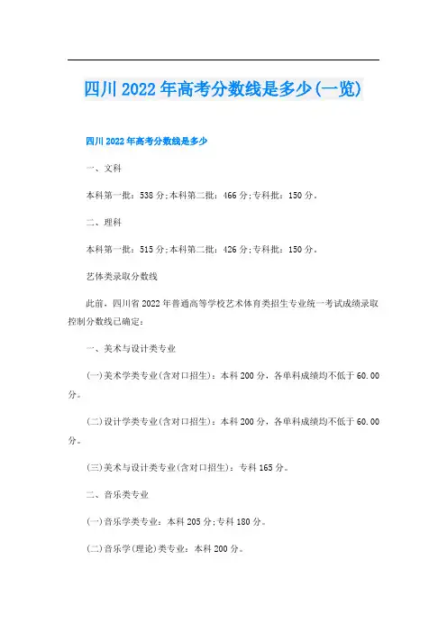 四川高考分数线是多少(一览)