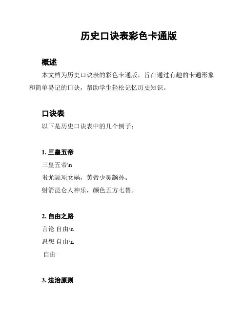 历史口诀表彩色卡通版
