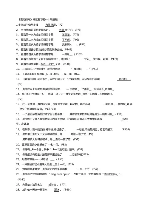 夏洛的网试题含答案