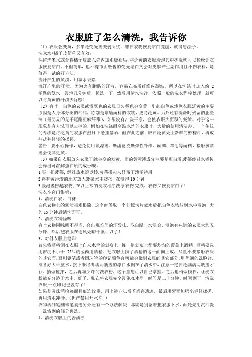 衣服的清洗方法(全能)