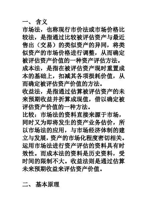 资产评估：成本法、市场法和收益法的比较