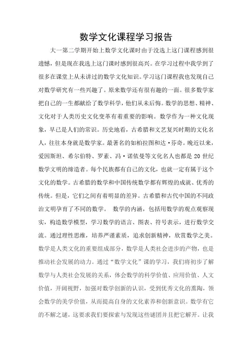 数学文化学习报告