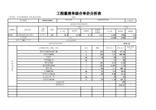 中央空调 清单报价分析表