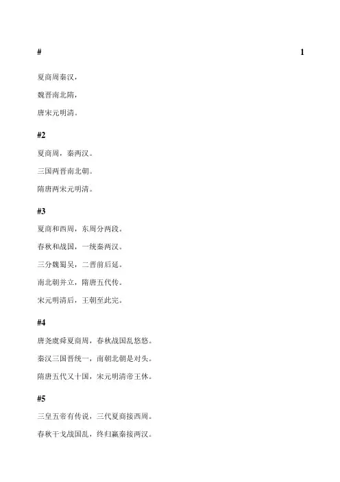 中国朝代顺序表及口诀