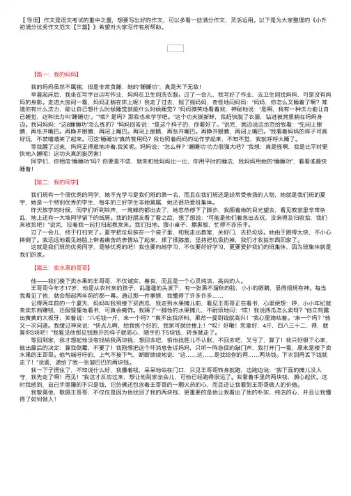 小升初满分优秀作文范文【三篇】