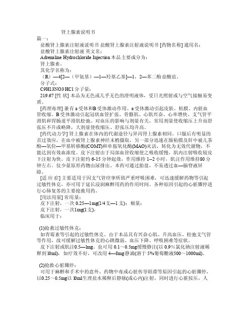 肾上腺素说明书