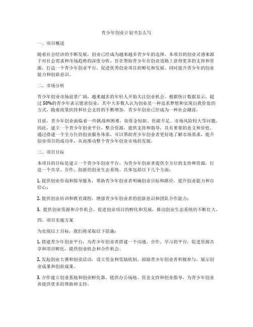 青少年创业计划书怎么写