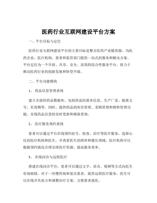 医药行业互联网建设平台方案