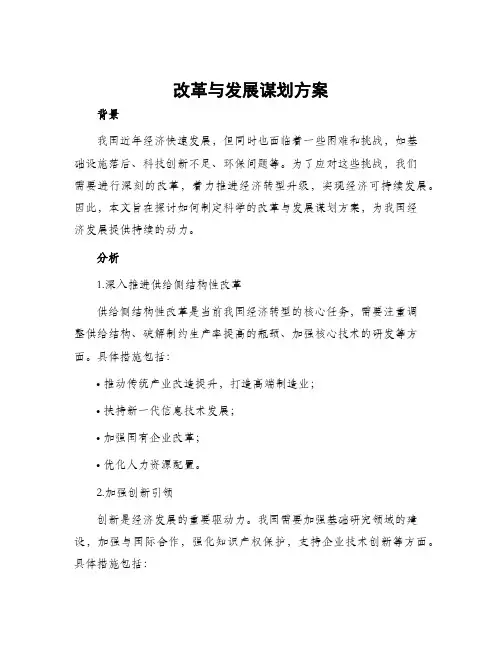 改革与发展谋划方案