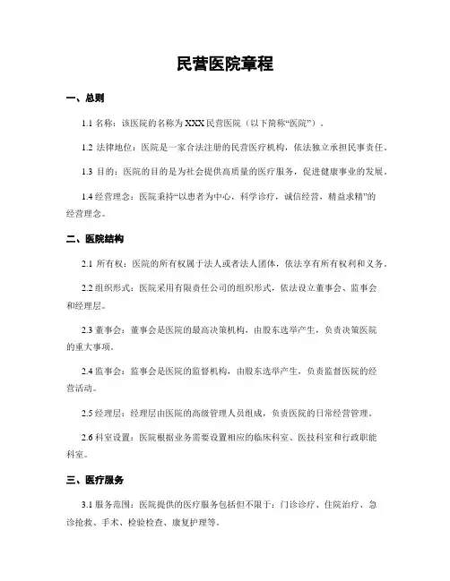 民营医院章程
