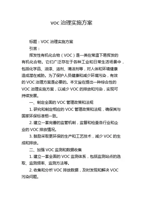 voc治理实施方案