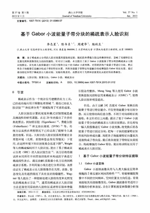 基于Gabor小波能量子带分块的稀疏表示人脸识别