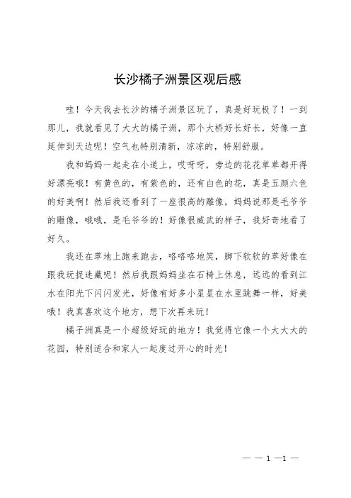 长沙橘子洲景区观后感