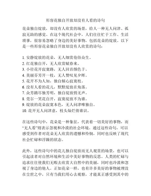 形容花独自开放却没有人看的诗句