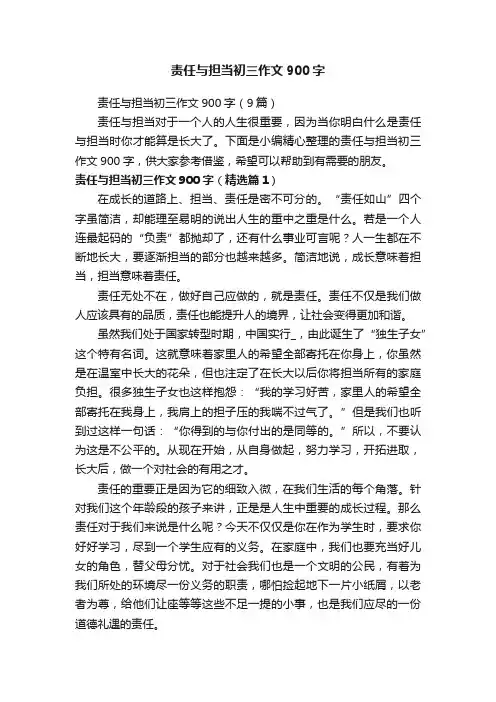 责任与担当初三作文900字
